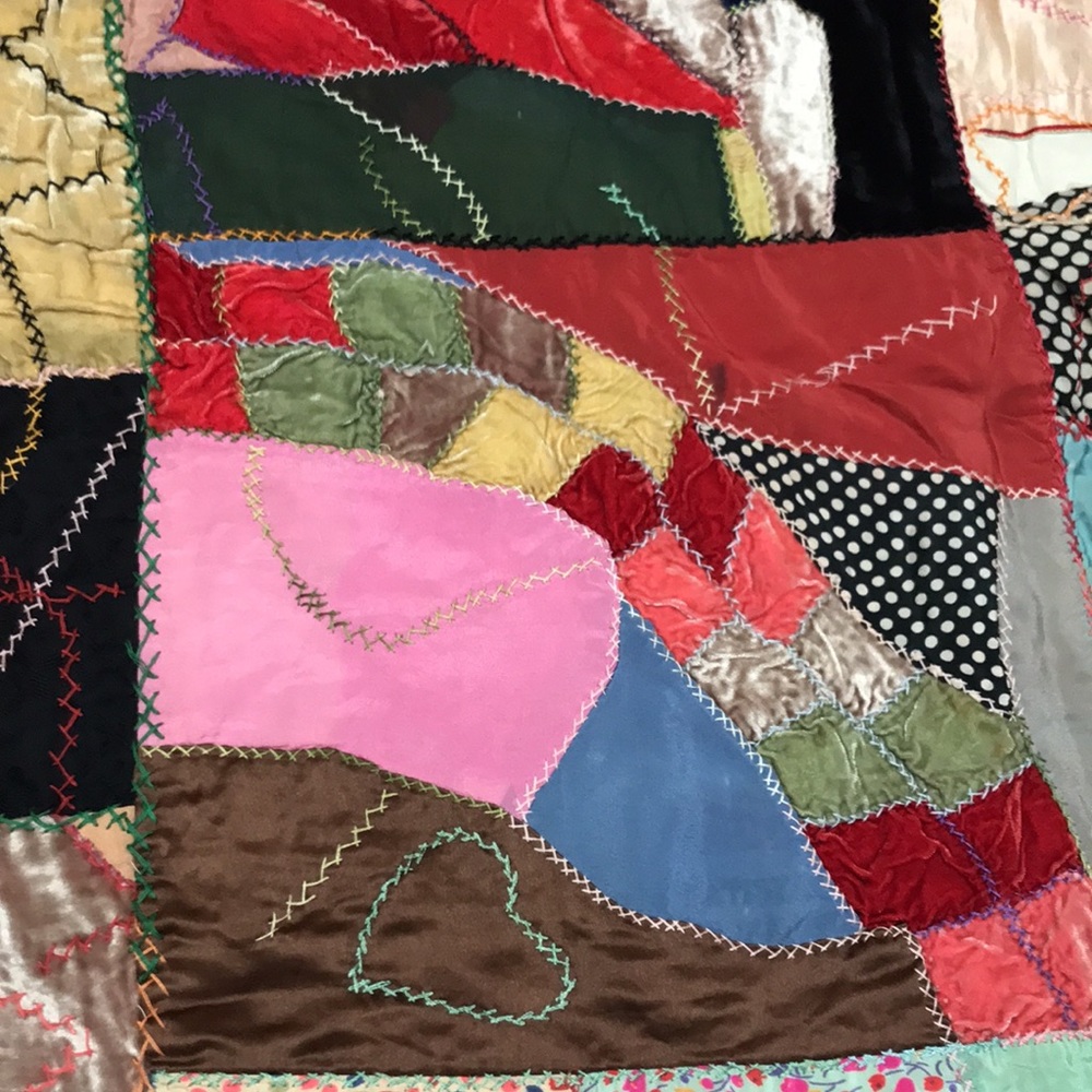 Vintage 🪡🧵 ❤️ 🪡🧵crazy quilt - Picture 5 of 12